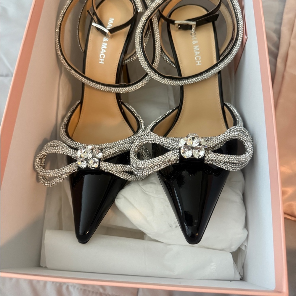 Mach & Mach Double Bow Embellished Pointed Toe Pumps - Picture 2 of 6